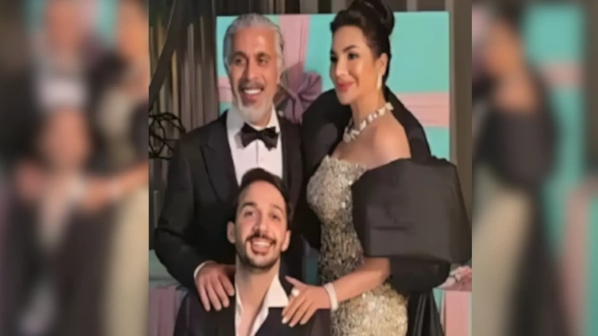 لجين عمران مع زوجها سيف المنصوري ونجلها سمير البيات