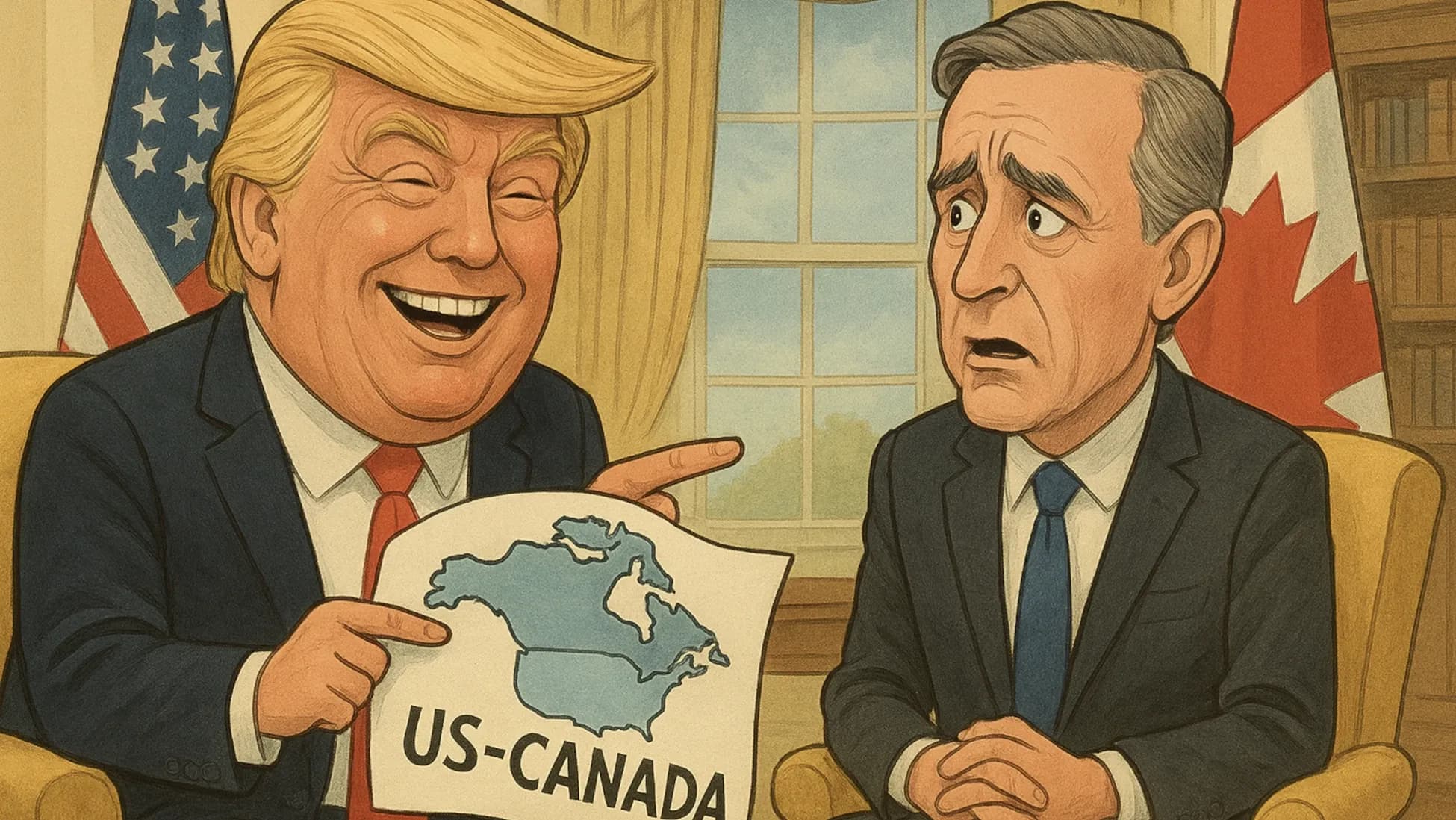 ترامب يمازح كارني حول انضمام كندا الى الولايات المتحدة.. فيديو